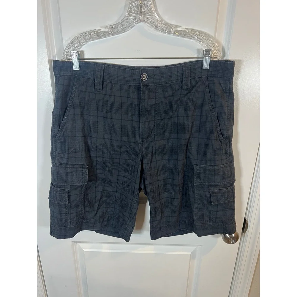 RedHead Mens Cargo Shorts Plaid Dark Grey 38